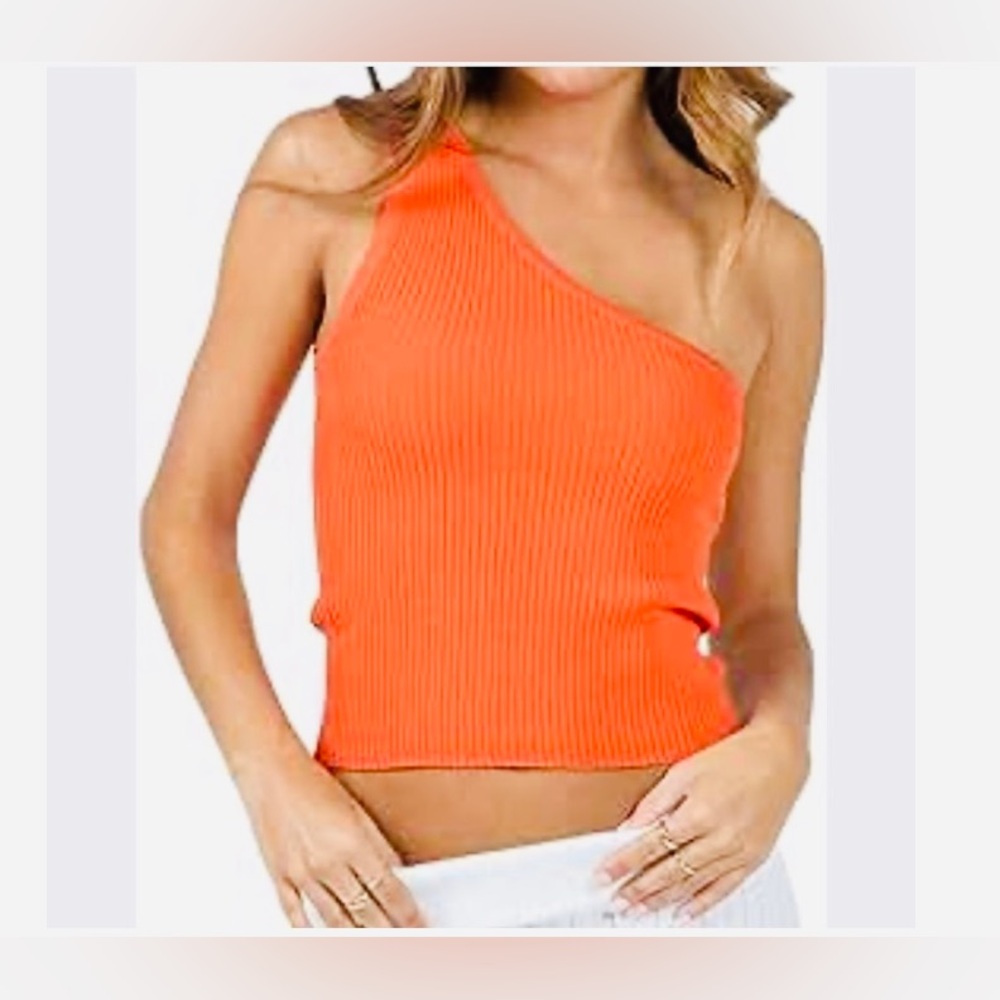NWT The Fifth Label One Shoulder Ribbed Crop Top Women’s S Orange Y2k 90s Indie